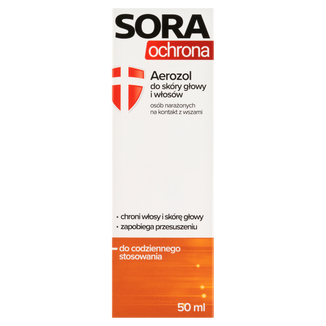 Sora Ochrona, aerozol do skóry głowy i włosów osób narażonych na kontakt z wszami, 50 ml - zdjęcie produktu