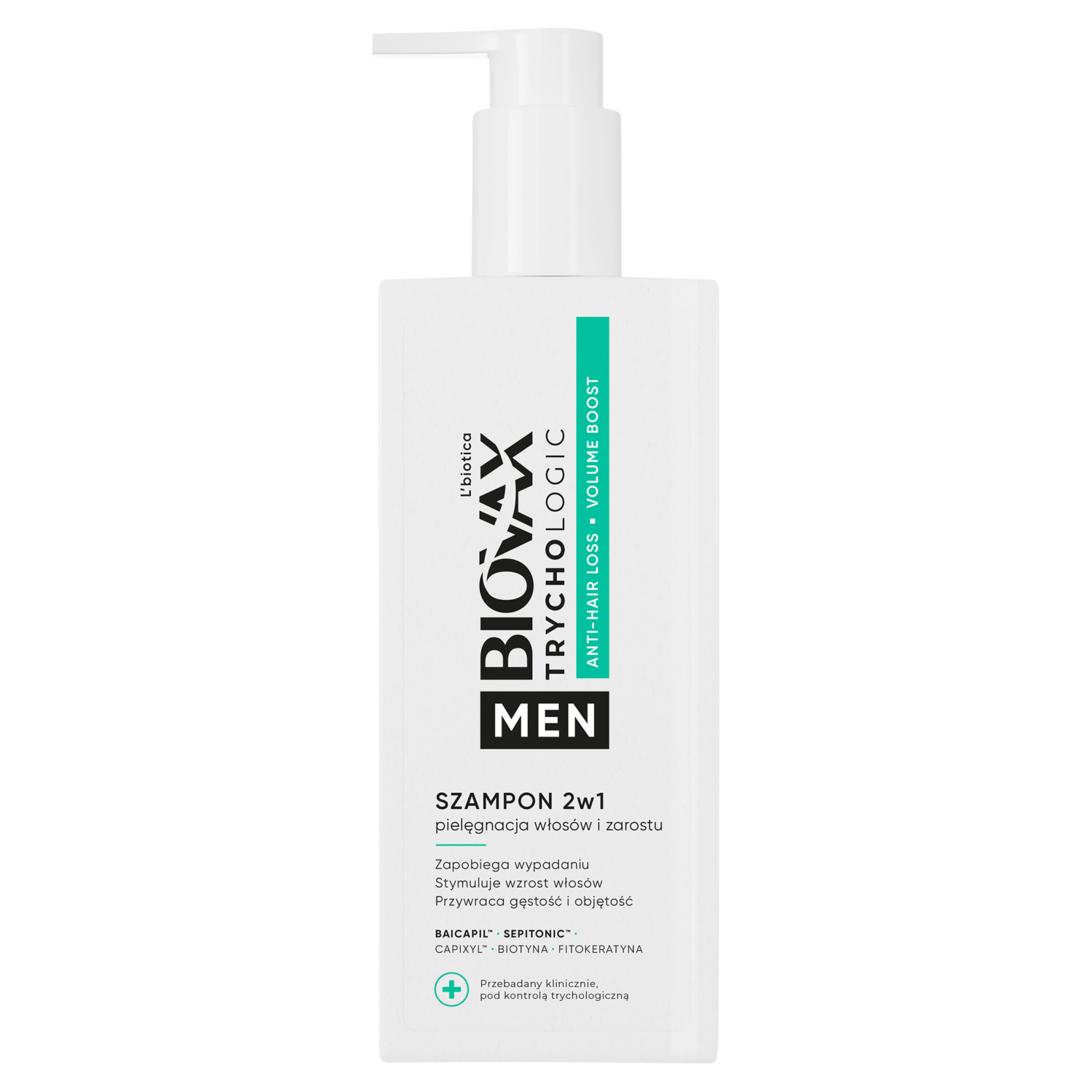 Biovax Biovax Trychologic, szampon 2w1 do włosów i zarostu dla mężczyzn, 200 ml