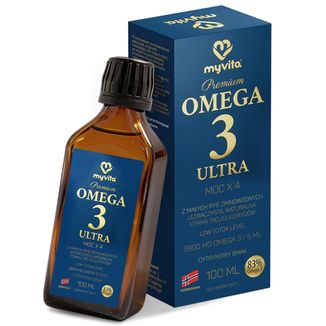 MyVita Omega-3 Ultra, smak cytrynowy, 100 ml MyVita Omega-3 Ultra, smak cytrynowy, 100 ml - zdjęcie produktu