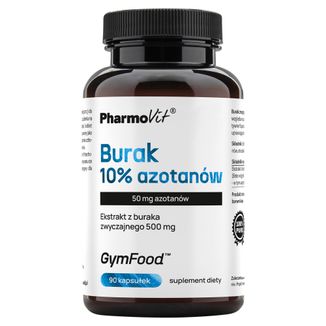 PharmoVit GymFood Burak, 10% azotanów, 90 kapsułek PharmoVit GymFood Burak, 10% azotanów, 90 kapsułek - zdjęcie produktu