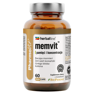 Pharmovit Memvit Pamięć i Koncentracja, 60 kapsułek Pharmovit Memvit Pamięć i Koncentracja, 60 kapsułek - zdjęcie produktu