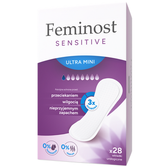 Feminost Sensitive Ultra Mini, wkładki urologiczne, 28 sztuk - zdjęcie produktu