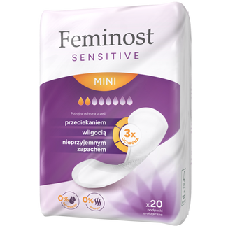 Feminost Sensitive Mini, podpaski urologiczne, 20 sztuk Feminost Sensitive Mini, podpaski urologiczne, 20 sztuk - zdjęcie produktu