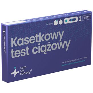 Sam się zbadaj Test ciążowy kasetkowy, 1 sztuka USZKODZONE OPAKOWANIE - zdjęcie produktu
