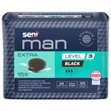 Seni Man, wkładki urologiczne dla mężczyzn, Extra, 22,5 x 27 cm, Level 3, czarne, 15 sztuk - miniaturka zdjęcia produktu
