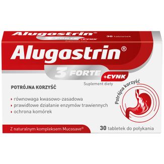 Alugastrin 3 Forte + Cynk, 30 tabletek Alugastrin 3 Forte + Cynk, 30 tabletek - zdjęcie produktu