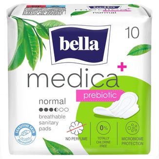Bella Medica Normal, podpaski higieniczne z prebiotykiem, ze skrzydełkami, ultracienkie, 10 sztuk - zdjęcie produktu