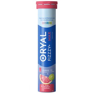 Oryal Fizzzy+ Max, smak grejpfrut limonka, 18 tabletek musujących - zdjęcie produktu