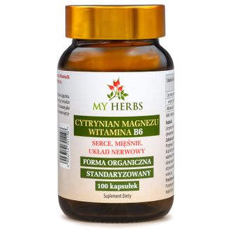 My Herbs Cytrynian magnezu i Witamina B6, 100 kapsułek My Herbs Cytrynian magnezu i Witamina B6, 100 kapsułek - zdjęcie produktu