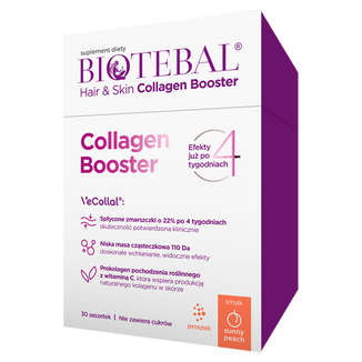 Biotebal Hair & Skin Collagen Booster, smak brzoskwiniowy, 30 saszetek - zdjęcie produktu
