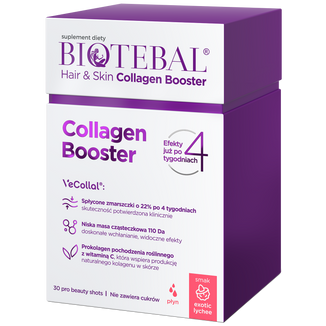 Biotebal Hair & Skin Collagen Booster, smak liczi, 25 ml x 30 saszetek - zdjęcie produktu