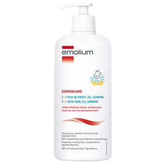 Emolium Dermocare 3w1, płyn do kąpieli, żel do mycia i szampon, po 1 miesiącu, 400 ml - zdjęcie produktu