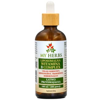 My Herbs Liposomalna Witamina B Complex, krople, 100 ml My Herbs Liposomalna Witamina B Complex, krople, 100 ml - zdjęcie produktu