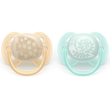 Avent Ultra Soft Forest Friends, smoczek uspokajający, 0-6 miesięcy, silikonowy, symetryczny, żółty, niebieski, 2 sztuki - miniaturka zdjęcia produktu