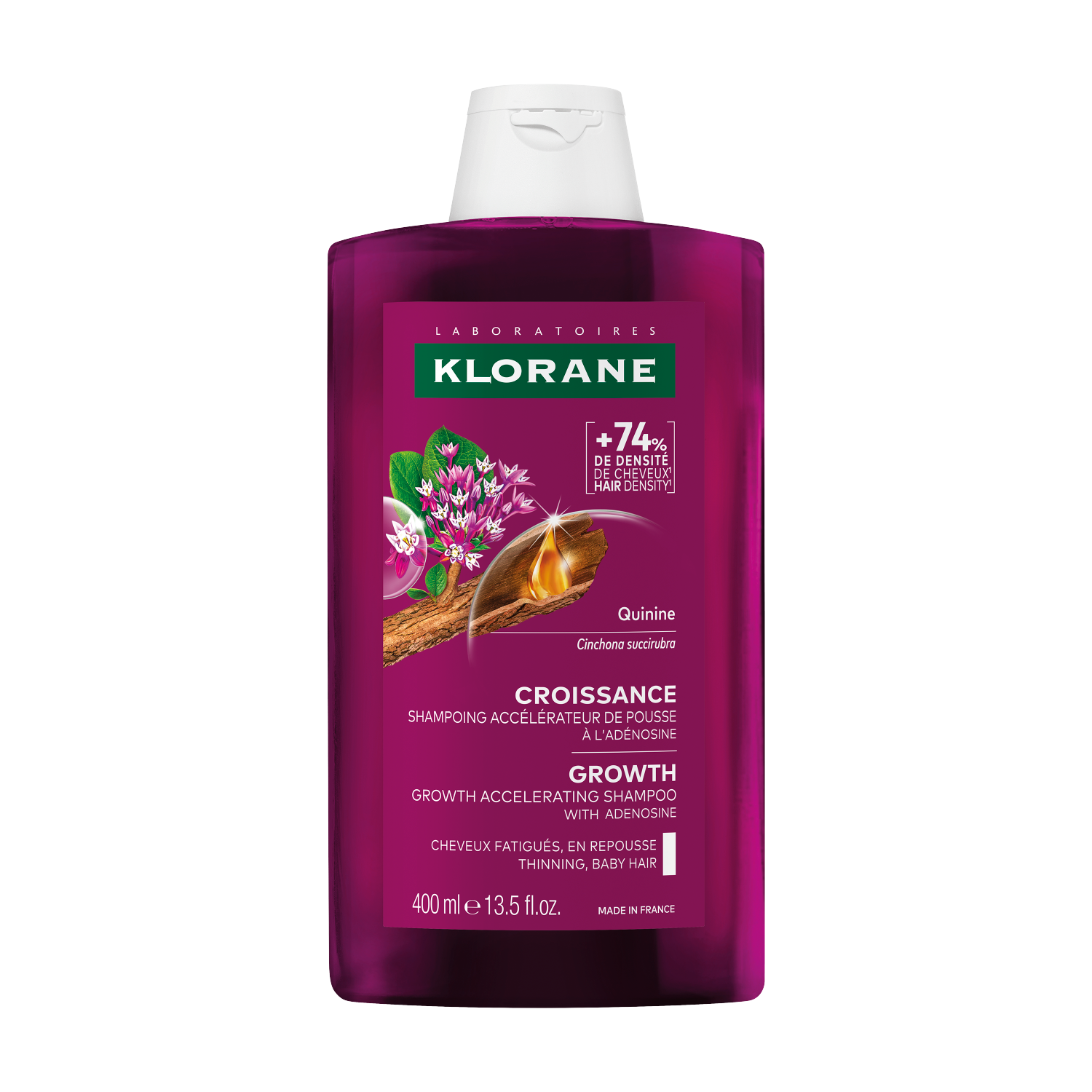Klorane Klorane Wzrost, szampon przyśpieszający wzrost włosów, 400 ml