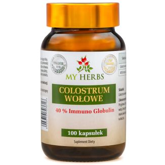 My Herbs Colostrum wołowe 40% Immuno Globulin, 100 kapsułek My Herbs Colostrum wołowe 40% Immuno Globulin, 100 kapsułek - zdjęcie produktu