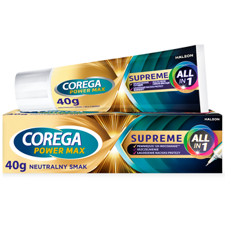 Corega Power Max Supreme All-In 1, krem mocujący do protez zębowych, neutralny, 40 g - zdjęcie produktu