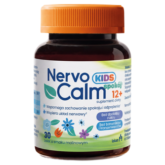 NervoCalm Kids Spokój 12+, żelki, smak malinowy, 30 sztuk NervoCalm Kids Spokój 12+, żelki, smak malinowy, 30 sztuk - zdjęcie produktu