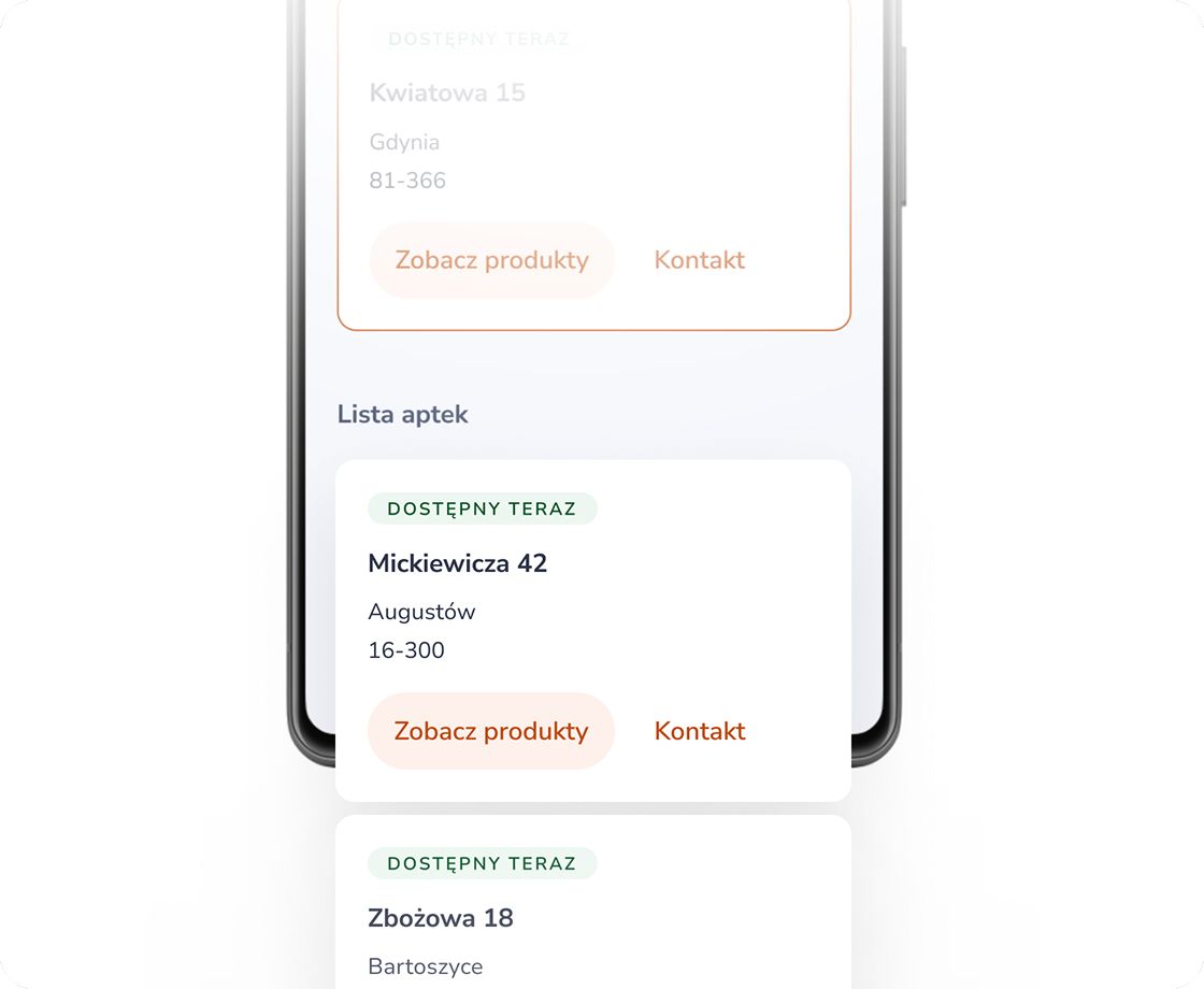 Lista aptek w aplikacji
